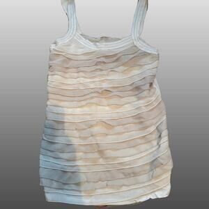 Pastel pink mauve and white silk ruffle tank top